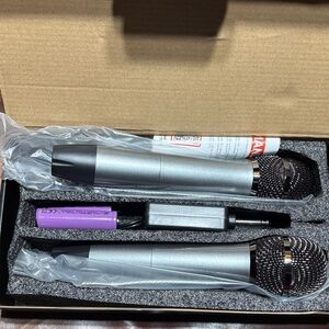 Sleek Silver Wireless Microphone Set